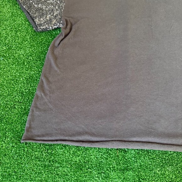 American Eagle Women's Top Grey Sequin Short Sleeve Round Neck T-Shirt Size M - Picture 4 of 13